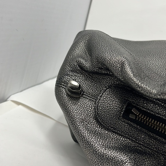 Coach Edie 31 Shoulder Tote Bag Metallic Leather Graphite #33520 - Picture 11 of 16